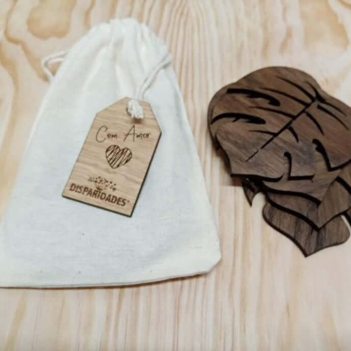 bases de copo Folhas Tropicais, presente para amigo, presente para familiar, dia do pai, dia da mãe, em  madeira de carvalho pintada de preto