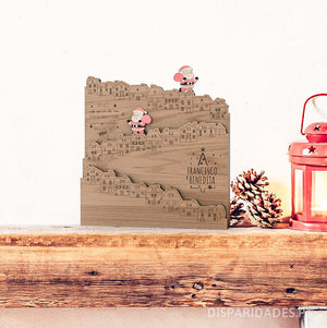 calendário do advento aldeia de natal, produto interativo que faz o Pai Natal saltar de telhado em telhado até a noite de natal, feito em madeira de carvalho calendário do advento aldeia de natal, produto interativo que faz o Pai Natal saltar de telhado em telhado até a noite de natal, feito em madeira de carvalho