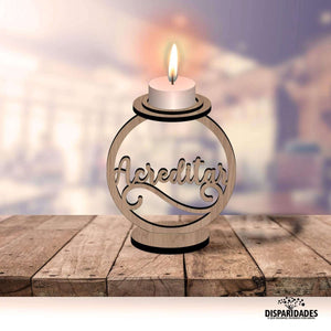 Castiçal Modelo Acreditar em madeira de carvalho, decoração, castiçal, base para vela, personalizável Castiçal Modelo Acreditar em madeira de carvalho, decoração, castiçal, base para vela, personalizável