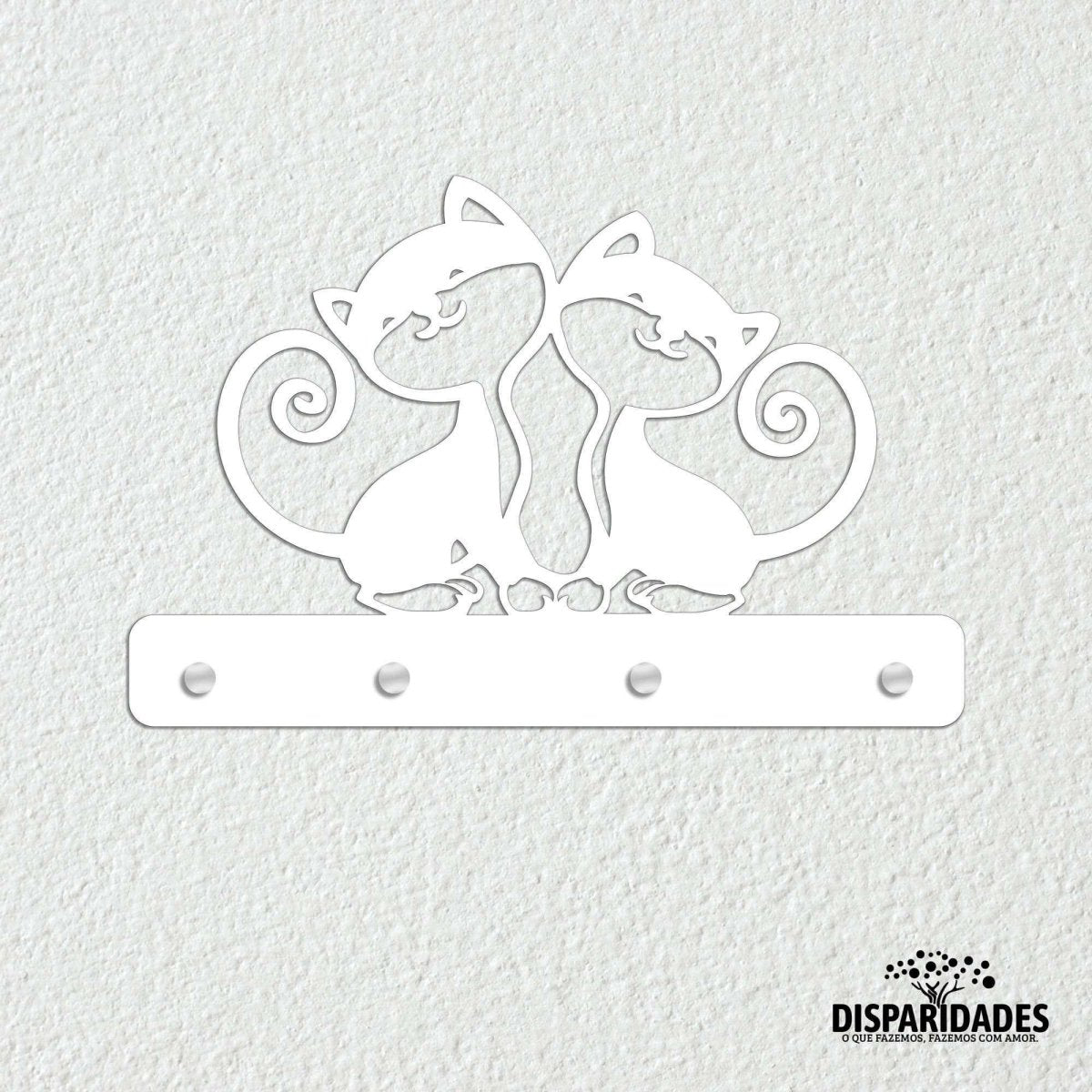 Chaveiro Gatos em MDF branco,Decoraรงรฃo de parede,Gatos