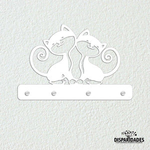 Chaveiro Gatos em MDF branco,Decoração de parede,Gatos Chaveiro Gatos em MDF branco,Decoração de parede,Gatos