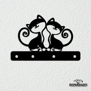 Chaveiro Gatos em MDF preto,Decoração de parede,Gatos Chaveiro Gatos em MDF preto,Decoração de parede,Gatos