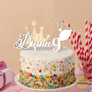 Conjunto topo de bolo princesa em pinho e branco Conjunto topo de bolo princesa em pinho e branco