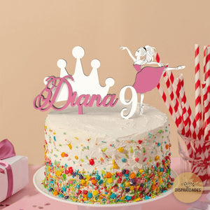 Conjunto topo de bolo princesa em branco e rosa Conjunto topo de bolo princesa em branco e rosa