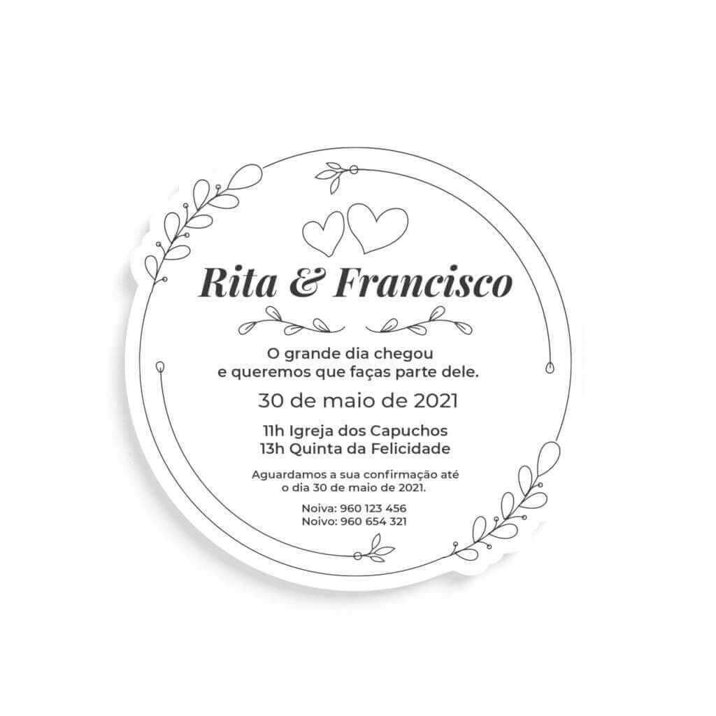 Convite de Casamento Flor de Seda em mdf branco