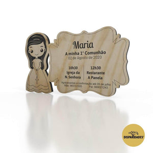 Convite Primeira Comunhão menino em madeira de carvalho Convite Primeira Comunhão menino em madeira de carvalho