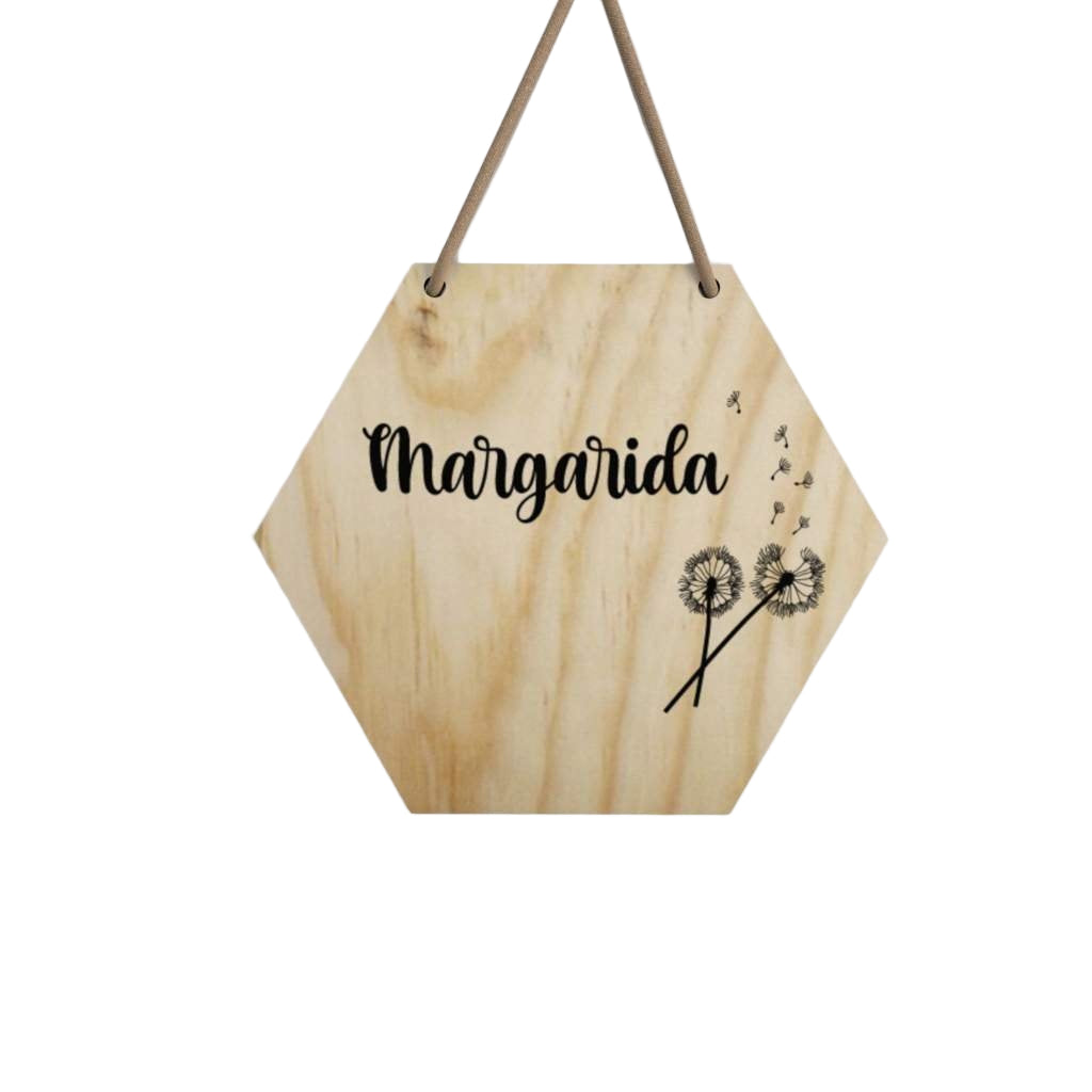 Placa Nome - Coleção 'Dente de Leão'-Disparidades-Coleção Dente de Leão,Cor_branco,Cor_Carvalho,Cor_Pinho,cor_verde,Decoração de parede,Decoração infantil,dente de leão,Placa