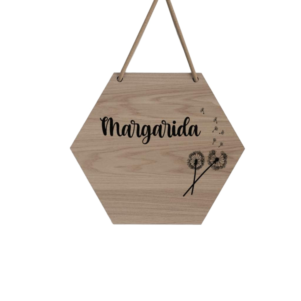 Placa Nome - Coleção 'Dente de Leão'-Disparidades-Coleção Dente de Leão,Cor_branco,Cor_Carvalho,Cor_Pinho,cor_verde,Decoração de parede,Decoração infantil,dente de leão,Placa