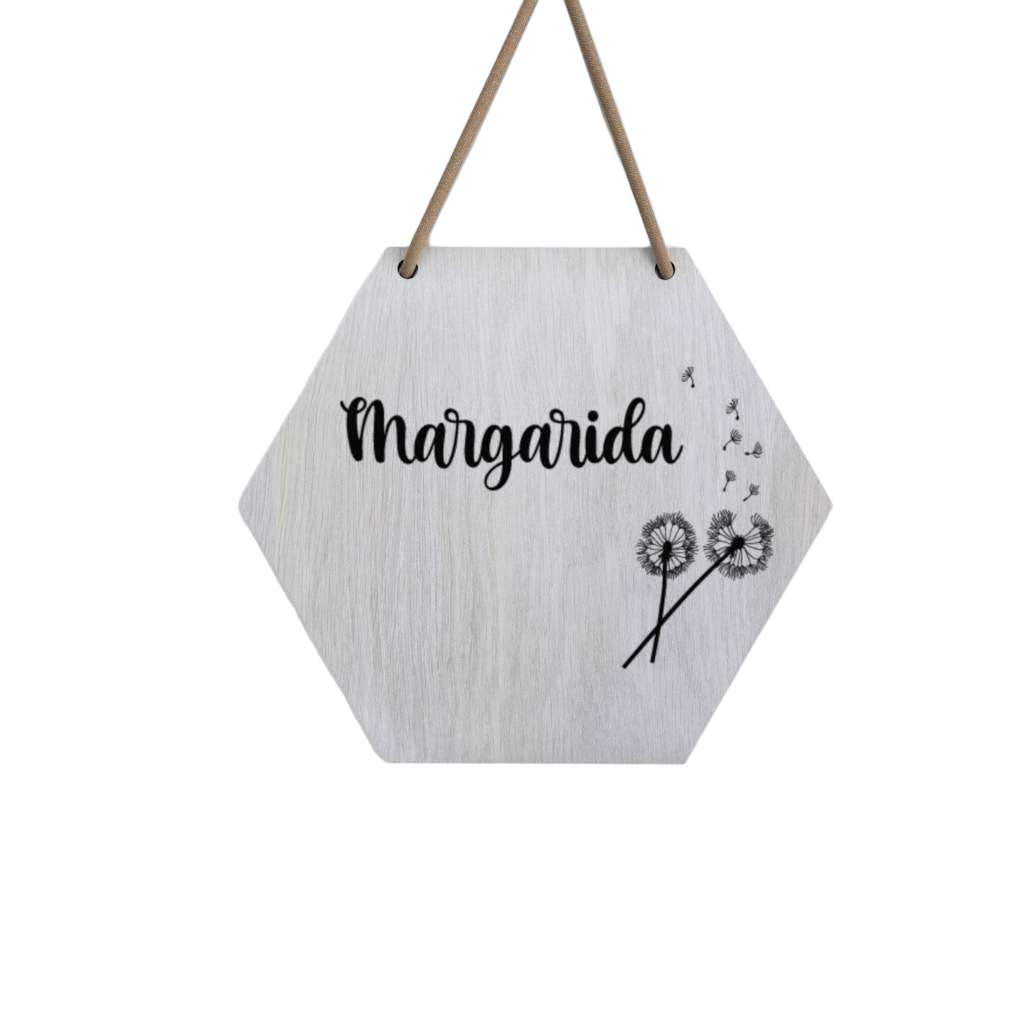 Placa Nome - Coleção 'Dente de Leão'-Disparidades-Coleção Dente de Leão,Cor_branco,Cor_Carvalho,Cor_Pinho,cor_verde,Decoração de parede,Decoração infantil,dente de leão,Placa