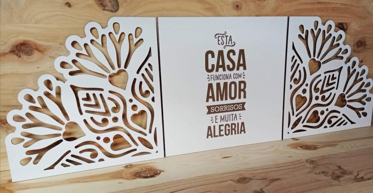 Painel Triplo 'Little Hearts'-Produção própria-Decoração,Decoração de parede,frases,home,painel triplo