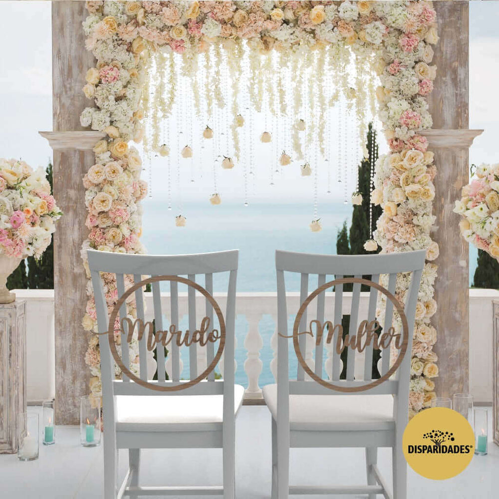 Placa para silla de novios "Marido y mujer"