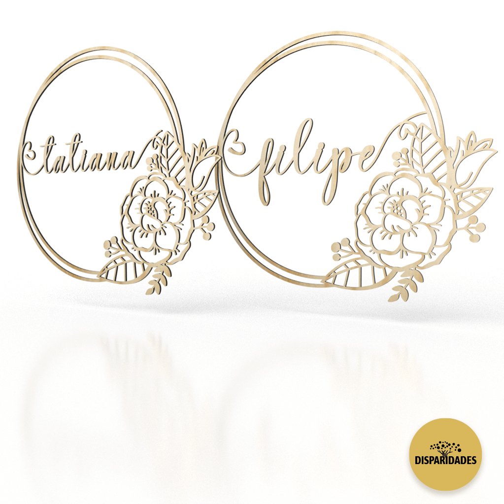 Placa Cadeira Noivos 'Roses' em pinho
