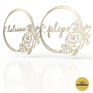 Placa Cadeira Noivos 'Roses' em pinho Placa Cadeira Noivos 'Roses' em pinho