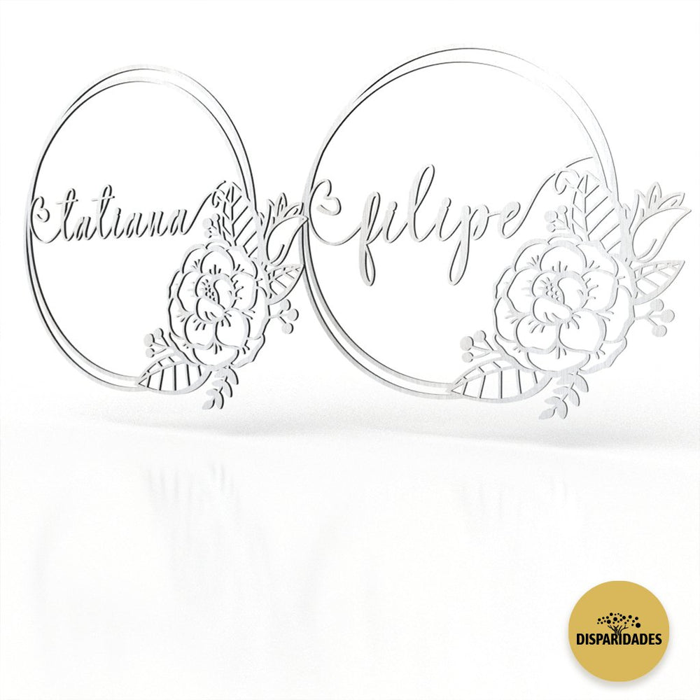Placa Cadeira Noivos 'Roses' em branco