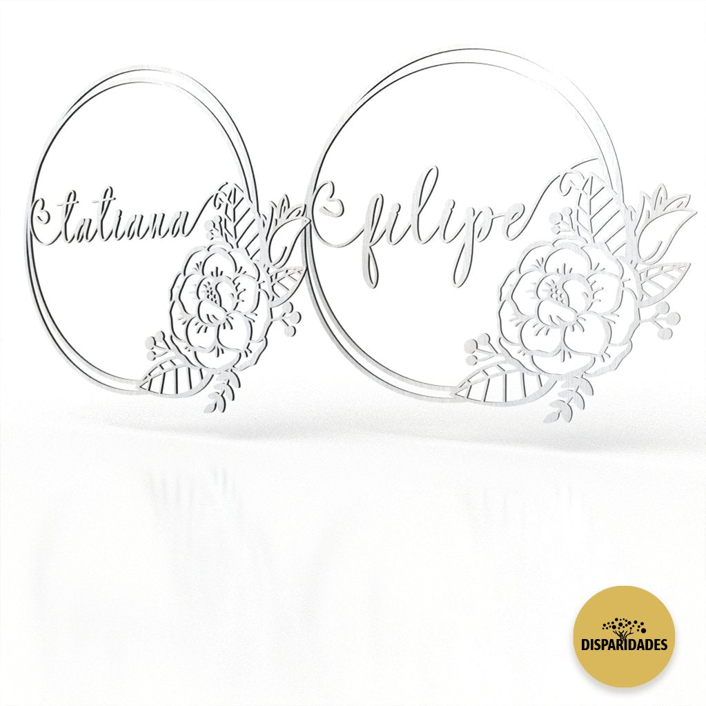 Placa Cadeira Noivos 'Roses' em branco