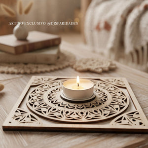Porta-velas Mandala Quadrada Porta-velas Mandala Quadrada