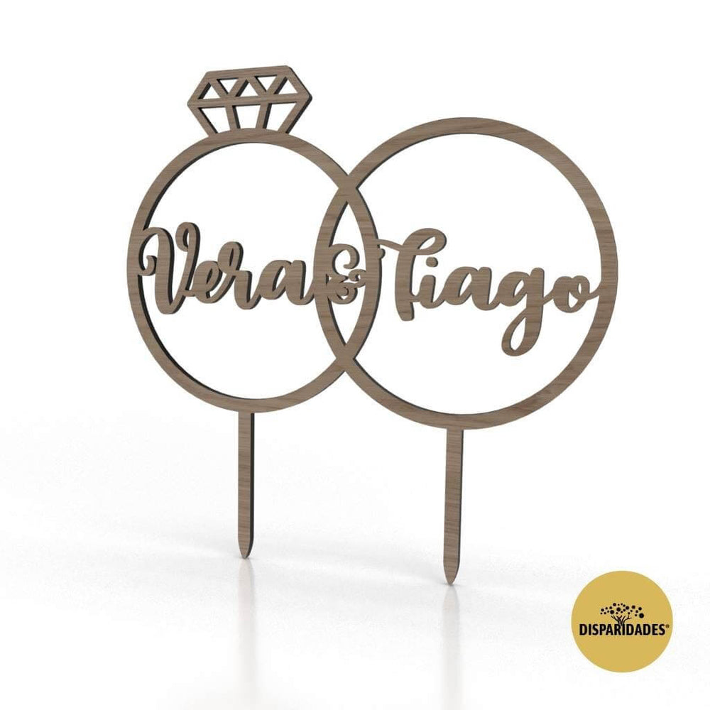 Topo de bolo "Alianças"-Disparidades-alinaça,casamento,Cor_Branco,Cor_Carvalho,Cor_Pinho,Cor_Preto,Cor_Verde,Cor_Vermelho,decoração festas,topo bolo,topo de bolo para casamento