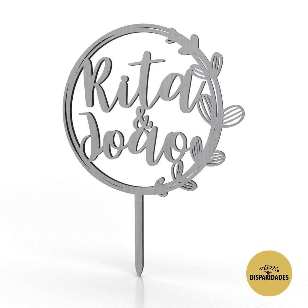 Topo de Bolo 'Folhas'-Disparidades-casamento,circular,Cor_Branco,Cor_Carvalho,Cor_Pinho,Cor_Preto,cor_verde,cor_vermelho,folhas,topo de bolo para casamento