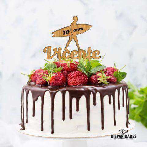 Topo de bolo "Prancha de Surf"-Disparidades-Aniversário,prancha,surf,topo bolo aniversário