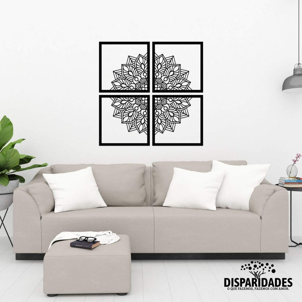 Conjunto  Mandala (4 placas) em preto,Decoração de parede,Mandala,