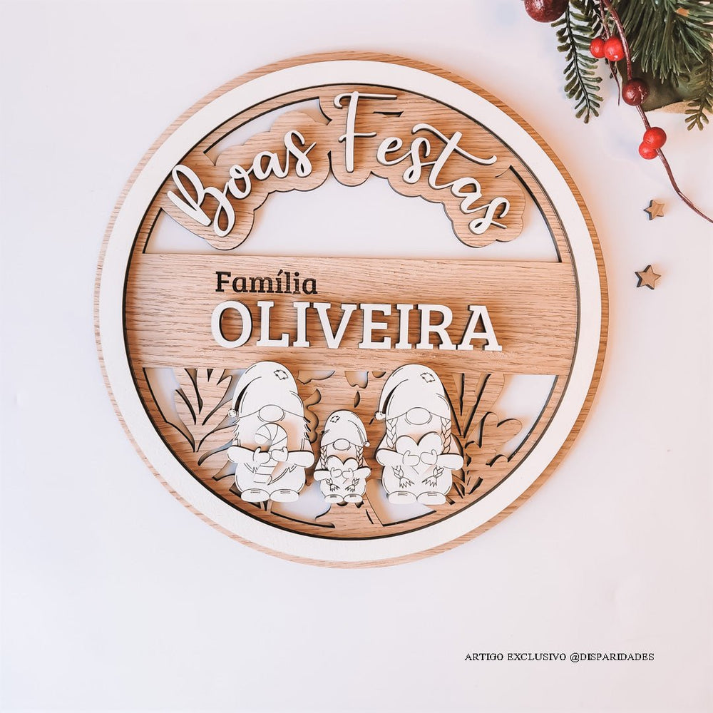 Coroa de Natal - Família de Duendes
