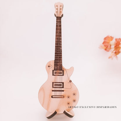 Guitarra Porta-Púas de Madera Rústica