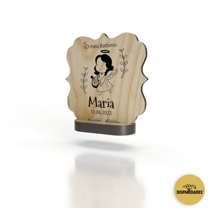 Lembrança Anjinho Menina em pinho com base