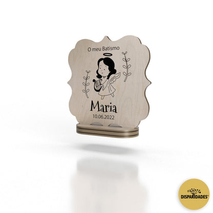 Lembrança Anjinho Menina em bétula com base