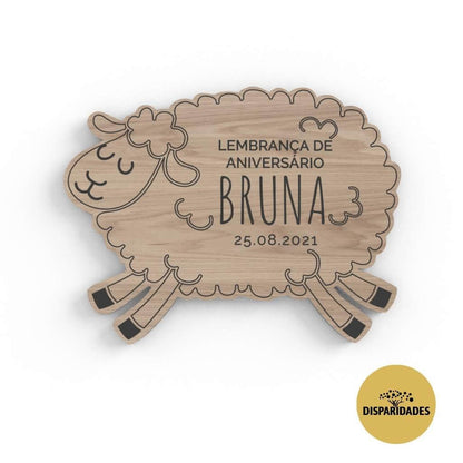 Lembrança de Aniversário com íman 'Ovelha'-Disparidades-Cor_Branco,Cor_Carvalho (natural),Cor_Pinho (natural),Lembrança,Lembrança de aniversário,Ovelha,íman