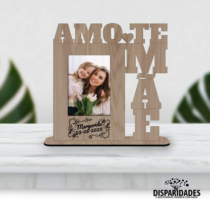 Moldura 'Amo-te Mãe'-Produção própria-Cor_Branco,Cor_Carvalho (natural),Dia da Mãe,moldura,Molduras