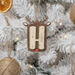 Pendente de Natal em Madeira | Rena Inicial Personalizada