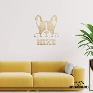 Placa cão - Bulldog Francês-Produção própria-Cor_Branco,Cor_Carvalho,Cor_Cinza,Cor_mogno,Cor_Pinho (natural),Cor_Preto,Cor_Wenge,Decoração de parede
