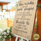 placard elegante de boas vindas de casamento em pinho