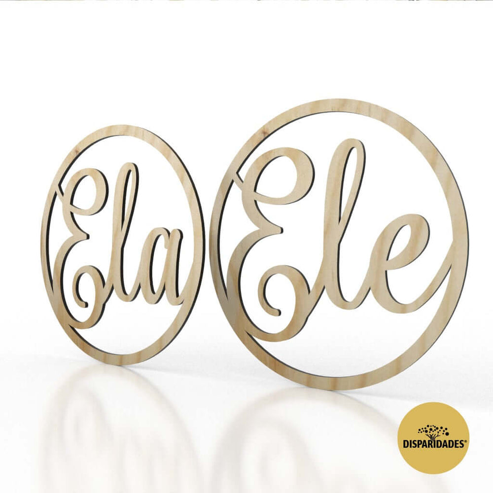 Placas de silla "Él y Ella"