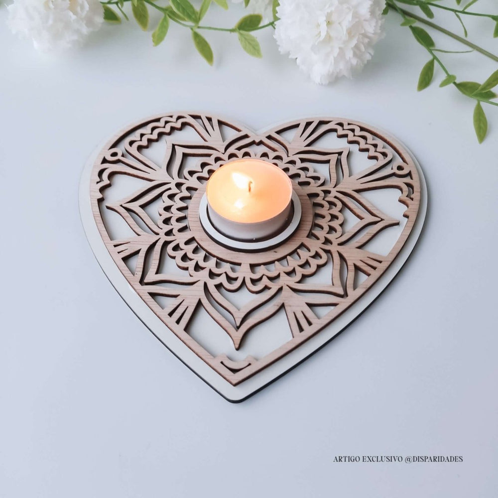 Porta-Velas Mandala Coração