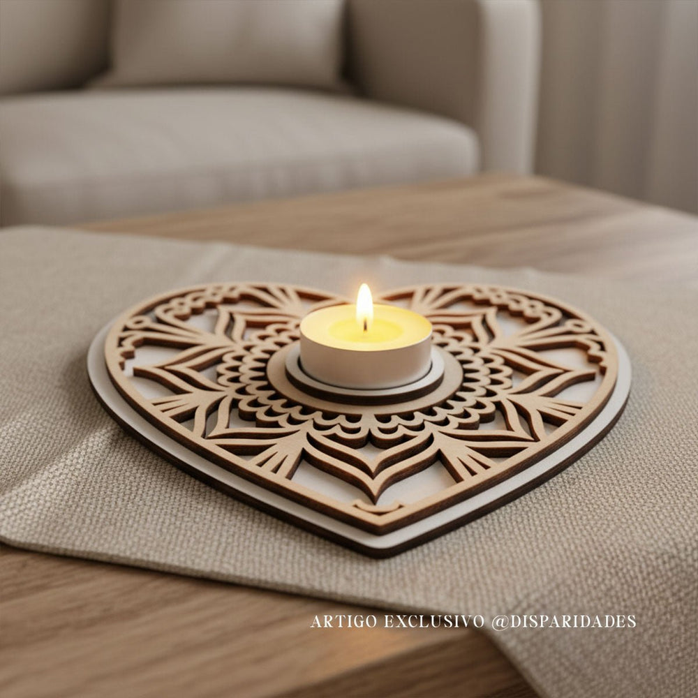 Porta-Velas Mandala Coração
