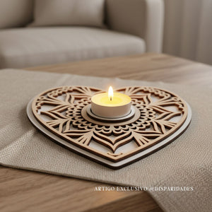 Porta-Velas Mandala Coração