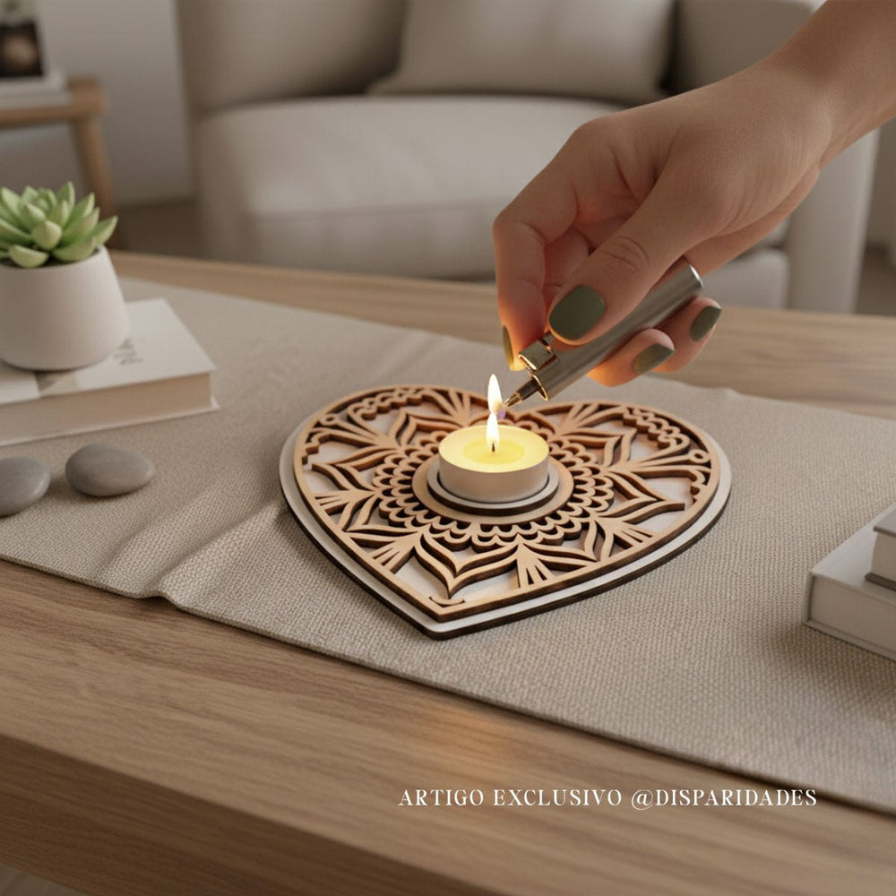 Porta-Velas Mandala Coração