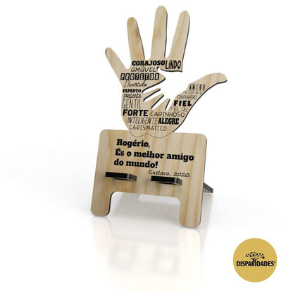 Suporte para telemóvel 'Hands'-Disparidades-carvalho,Cor_Branco,cor_carvalho,cor_pinho,Dia do Pai,Dia dos avós,Organizadores,presentes,suporte para telemóvel