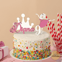 Conjunto topo de bolo princesa em branco e rosa