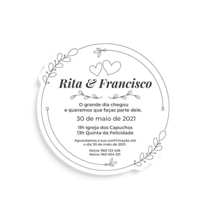 Convite de Casamento Flor de Seda em mdf branco