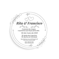Convite de Casamento Flor de Seda em mdf branco