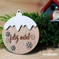 Bola de Natal Neve na Serra em madeira de carvalho e mdf branco,Decoração de Natal,Natal,Neve, bola para árvore de natal, pendente para árvore de natal